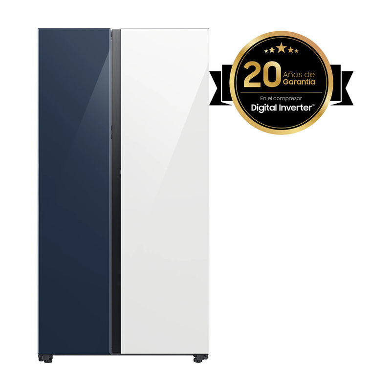 Samsung BESPOKE Refrigeradora Side By Side Digital Inverter | All Around Cooling | SpaceMax | AOD | Dual Ice Maker | Dispensador de Agua | 23p3 | Clean Navy/White
