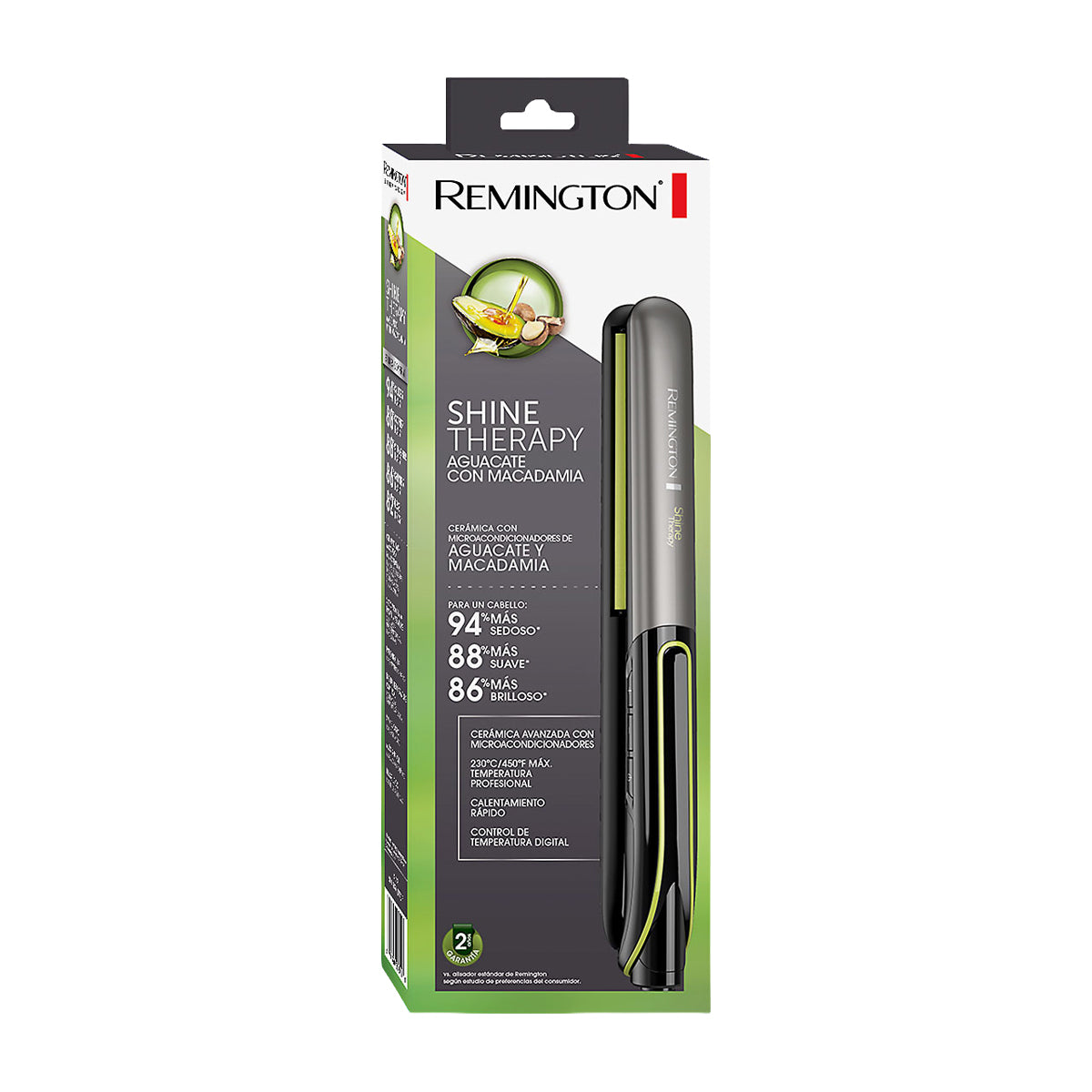 Remington Shine Therapy Plancha Alisadora para el Cabello de Cerámica | Aguacate y Macadamia | 1" | Verde