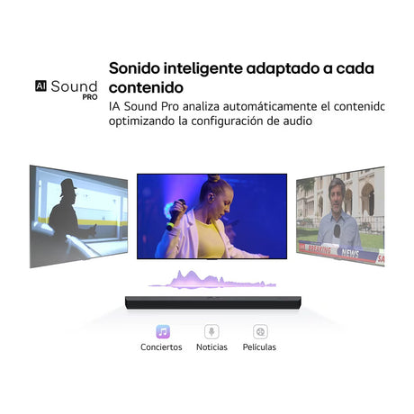 LG Barra de Sonido Bluetooth de 2.1 Canales | Subwoofer | Sound AI Pro | Dolby Digital | DTS | 300W
