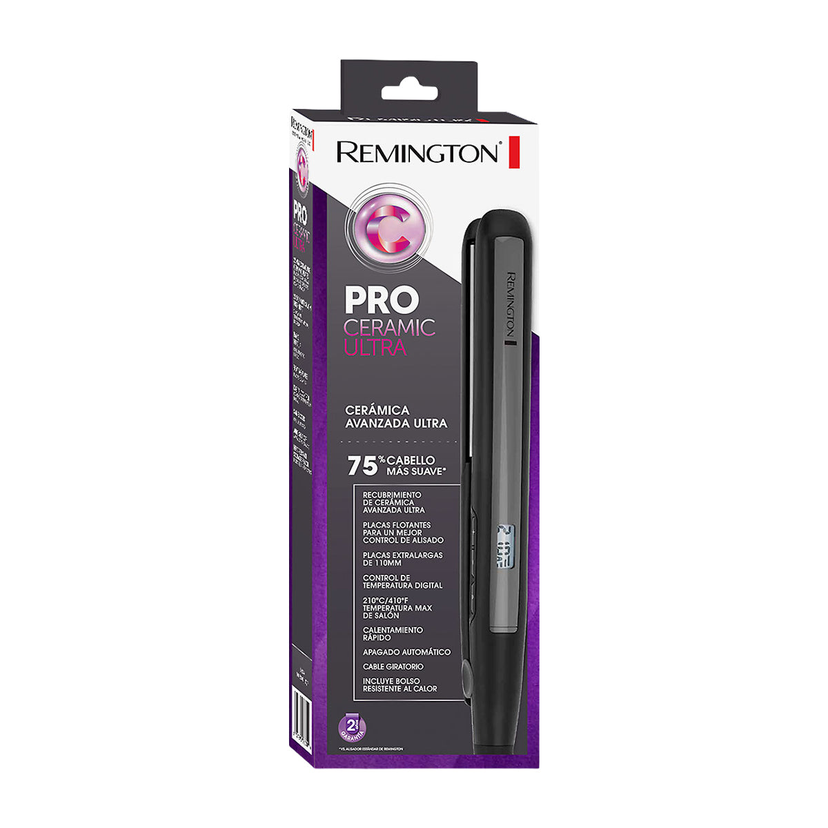 Remington Pro Ceramic Ultra Plancha Alisadora para el Cabello de Cerámica | Tecnología de Cerámica Ultra | 1" | Negro