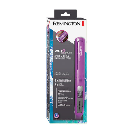 Remington Wet 2 Straight Plancha Secadora y Alisadora para el Cabello de Cerámica Turmalina | Smooth Techology | 1" | Morado