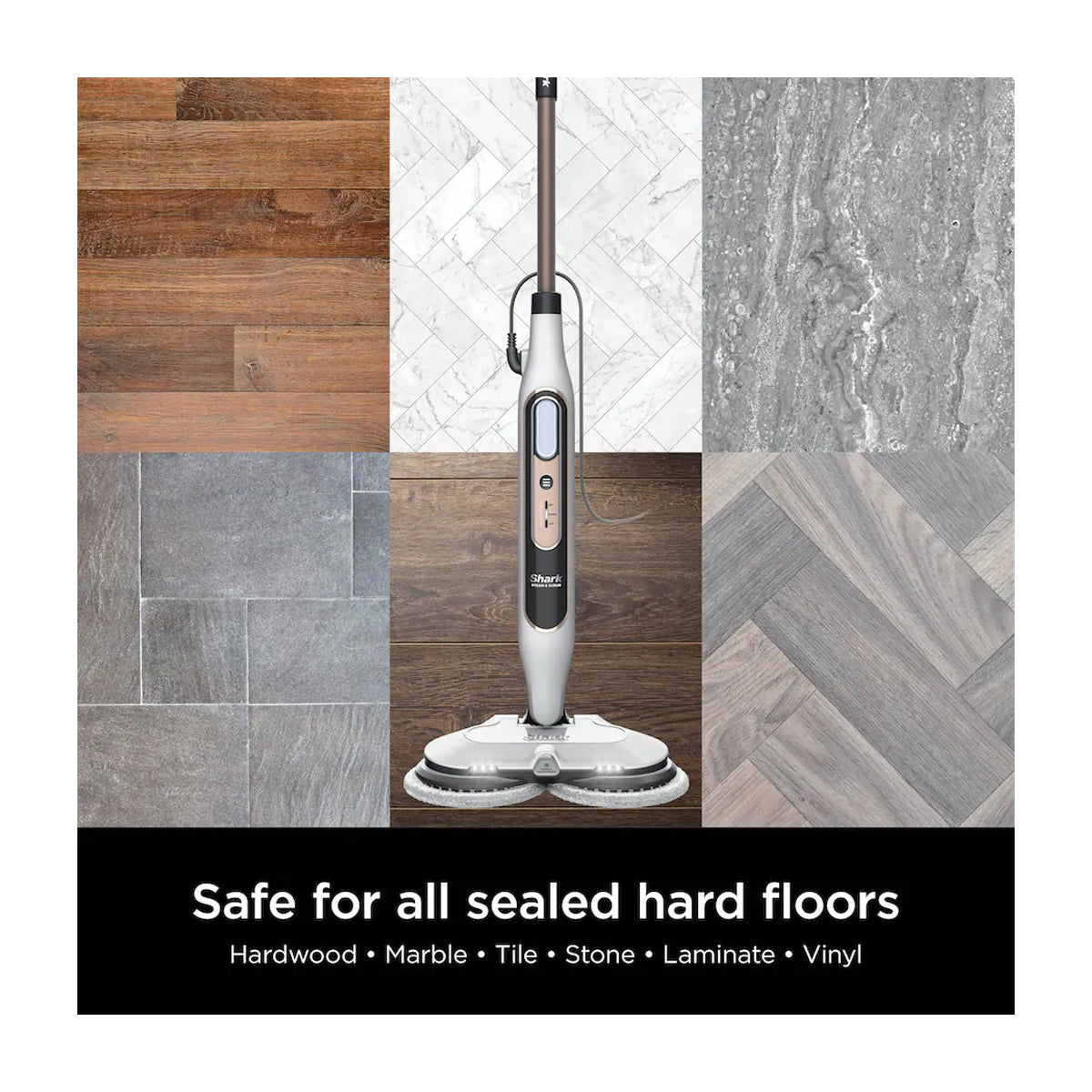Shark Steam & Scrub Trapeador a Vapor | Steam Blaster Technology | 3 Cleaning Modes | Blanco