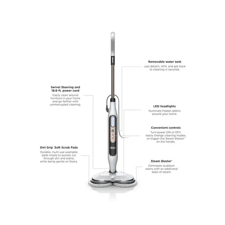Shark Steam & Scrub Trapeador a Vapor | Steam Blaster Technology | 3 Cleaning Modes | Blanco
