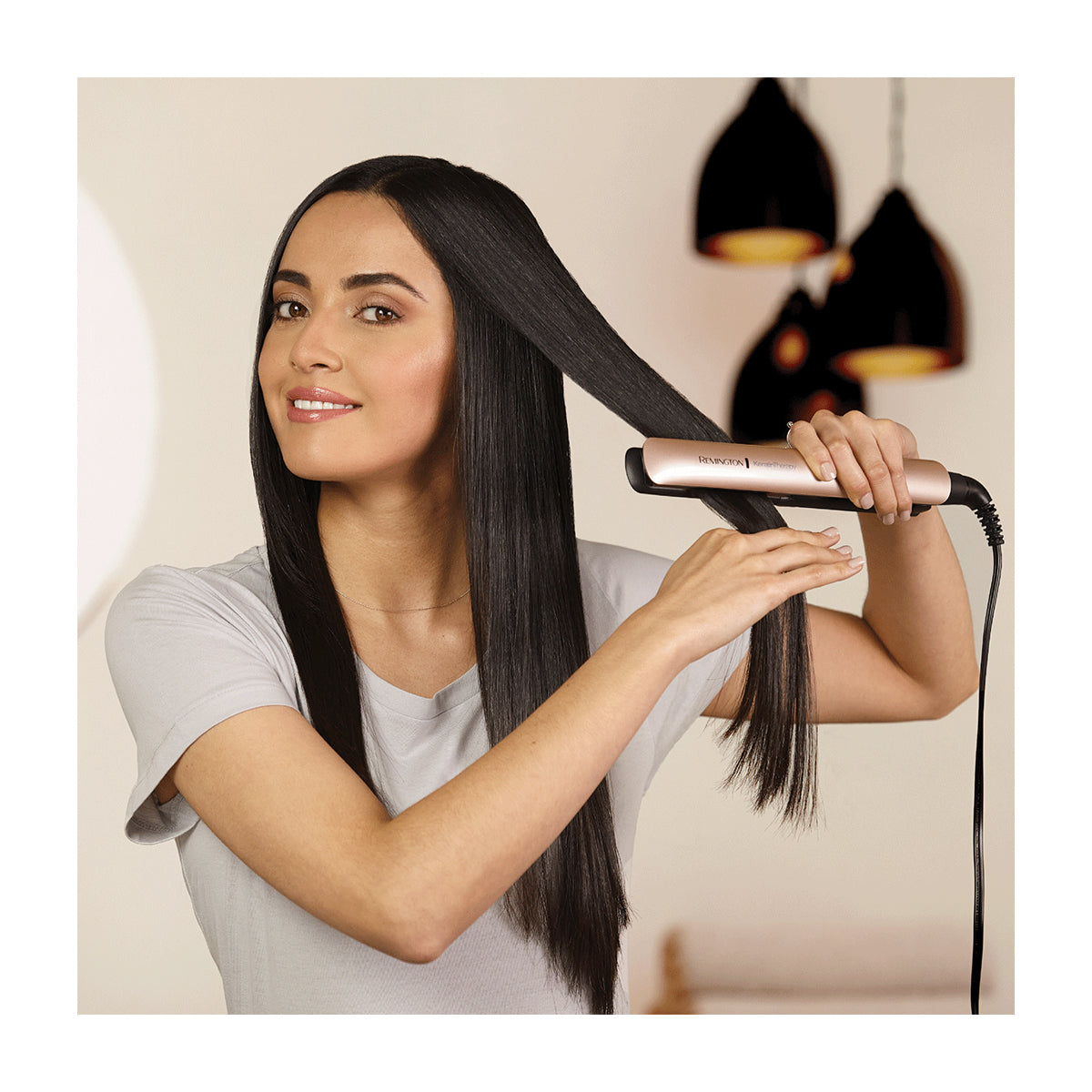 Remington Keratin Therapy Plancha Alisadora para el Cabello | Keratina & Argán | 1" | Cobre