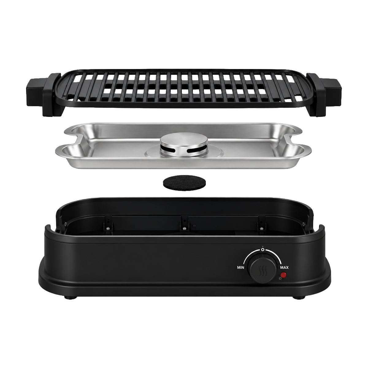 Sankey Parrilla Eléctrica para Interiores | Sin Humo con Extractor Integrado | Filtro de Carbón | 1200W | Negro