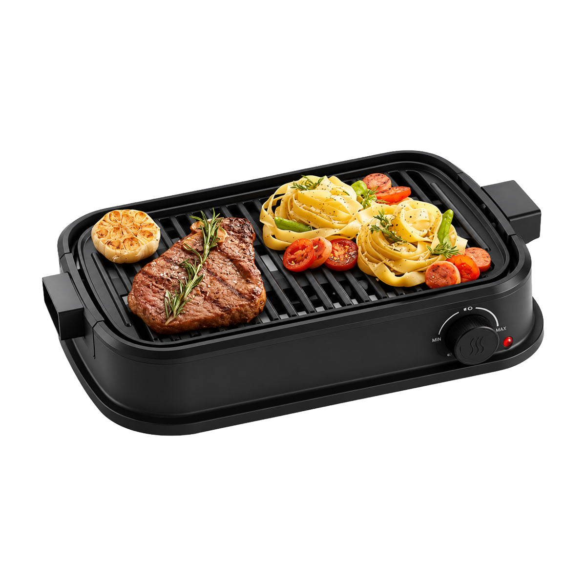 Sankey Parrilla Eléctrica para Interiores | Sin Humo con Extractor Integrado | Filtro de Carbón | 1200W | Negro