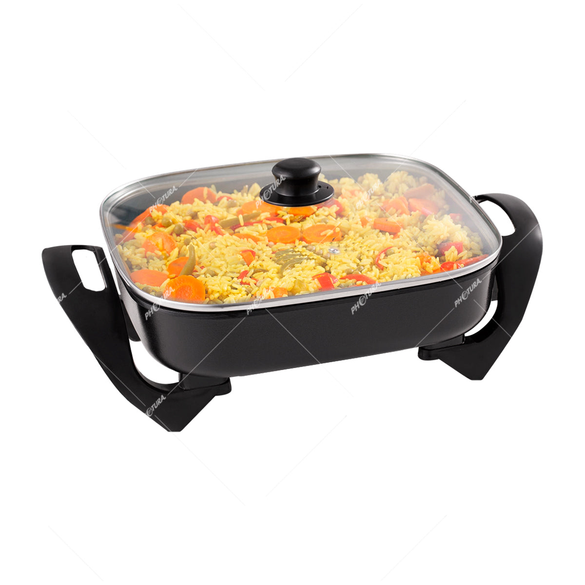 Sankey Sartén Eléctrico | Fácil Limpieza | Antiadherente | 30cm | 1200W | Negro