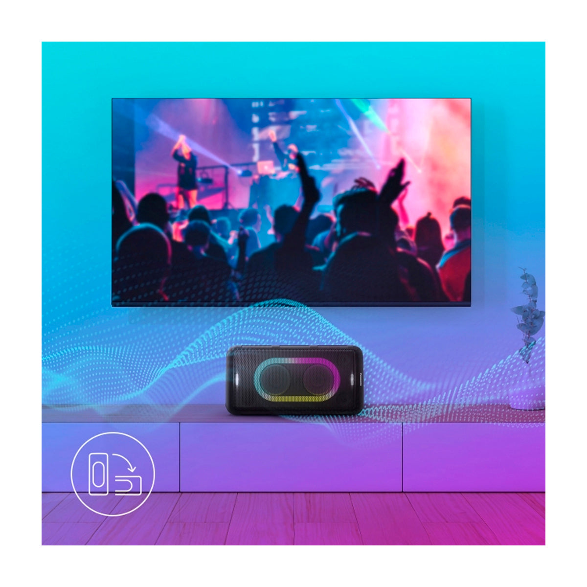Panasonic Bocina Portátil Bluetooth | Bass Reflex | 15H | Karaoke | Luces LED | Bluetooth | Negro