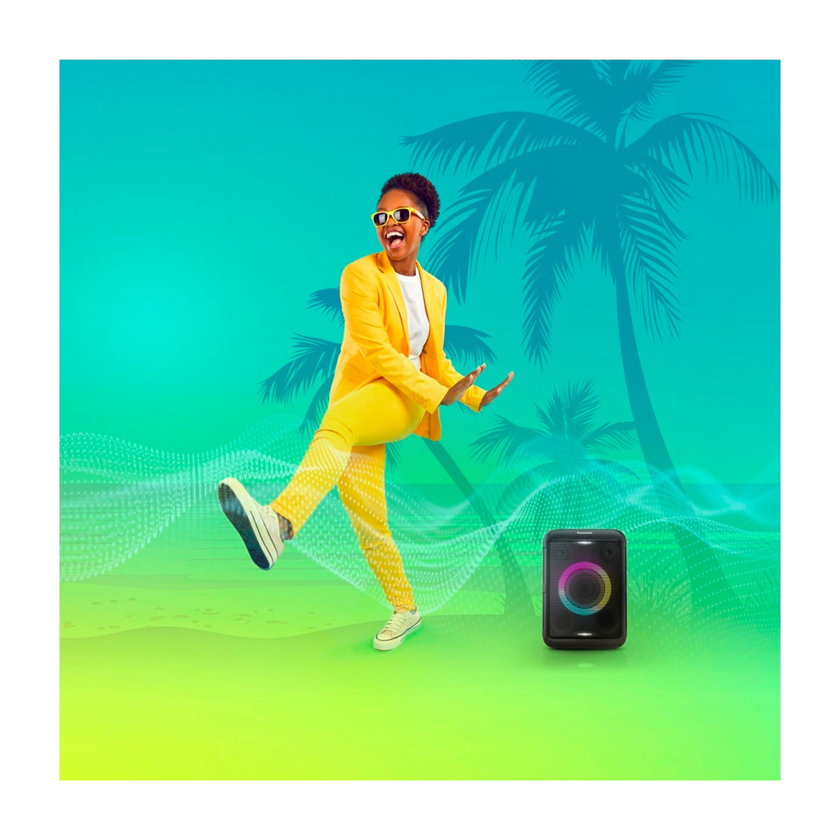 Panasonic Bocina Portátil Bluetooth | Bass Reflex | 9H | Karaoke | Luces LED | Bluetooth | Negro