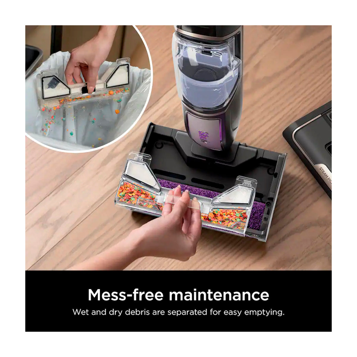 Shark Steam Pickup Trapeador a Vapor 3-en-1 | Aspira | Limpia | Desinfecta | Brushroll | Negro