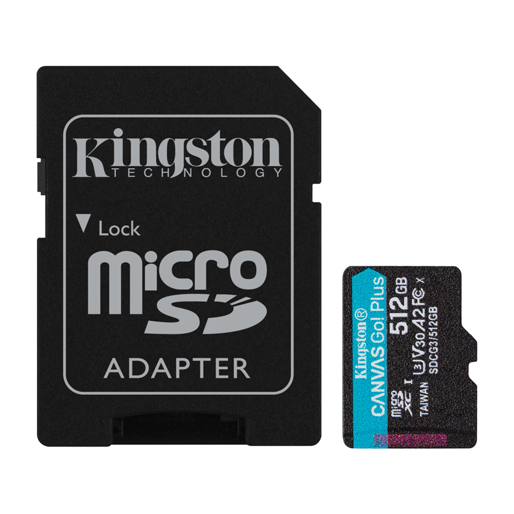 Kingston Memoria Micro SDXC de 512GB + Adaptador | UHS-I | V30 | U3 | Clase 10 | 170MB/s
