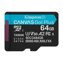 Kingston Memoria Micro SDXC de 64GB + Adaptador | UHS-I | V30 | U3 | Clase 10 | 200MB/s