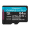 Kingston Memoria Micro SDXC de 64GB + Adaptador | UHS-I | V30 | U3 | Clase 10 | 200MB/s