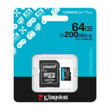 Kingston Memoria Micro SDXC de 64GB + Adaptador | UHS-I | V30 | U3 | Clase 10 | 200MB/s
