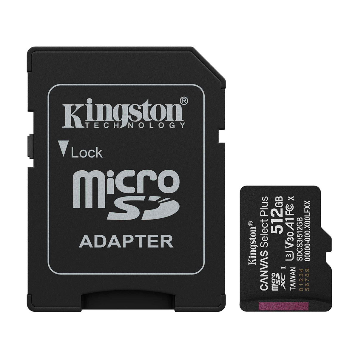 Kingston Memoria Micro SDXC de 512GB + Adaptador | UHS-I | V30 | U3 | Clase 10 | 150MB/s