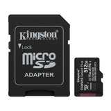 Kingston Memoria Micro SDXC de 512GB + Adaptador | UHS-I | V30 | U3 | Clase 10 | 150MB/s