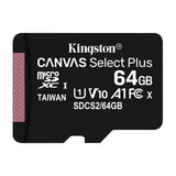 Kingston Memoria Micro SDXC de 64GB + Adaptador | UHS-I | V10 | U1 | Clase 10 | 100MB/s