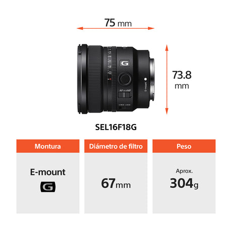 Sony Lente FE 16mm f/1.8 G