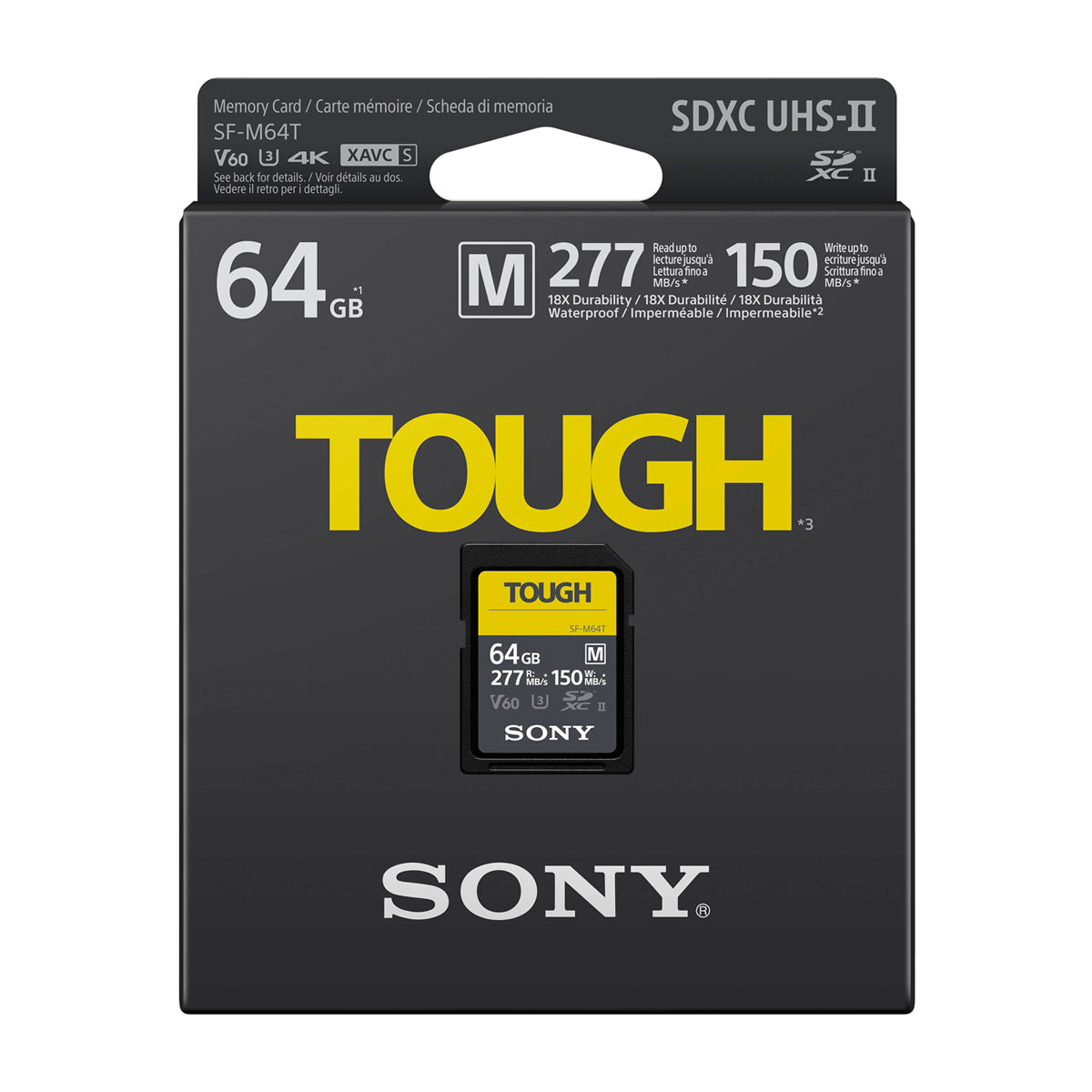 Sony TOUGH SF-M Memoria SDXC de 64GB | UHS-II | V60 | U3 | Clase 10 | 277Mb/s