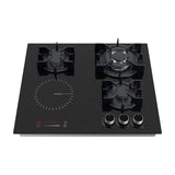 Drija Sicilia Touch 60 Estufa Empotrable Dual (a Gas y Eléctrica) de Vidrio Templado | 4 Quemadores | Bloqueo de Seguridad