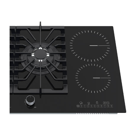 DRIJA Sicilia Touch 76 Estufa Empotrable Dual (a Gas y Eléctrica) de Vidrio Templado | 5 Quemadores | Bloqueo de Seguridad