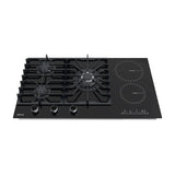 Drija Sicilia Touch 90 Estufa Empotrable Dual (a Gas y Eléctrica) de Vidrio Templado | 5 Quemadores | Bloqueo de Seguridad