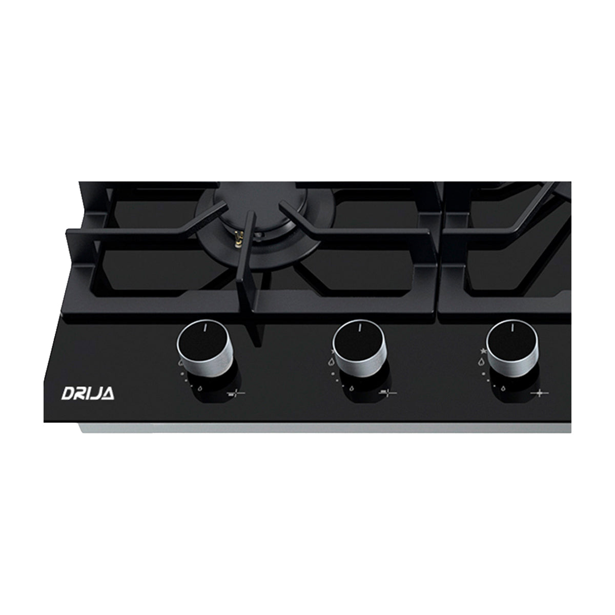 DRIJA Sicilia Touch 90 Estufa Empotrable Dual (a Gas y Eléctrica) de Vidrio Templado | 5 Quemadores | Bloqueo de Seguridad