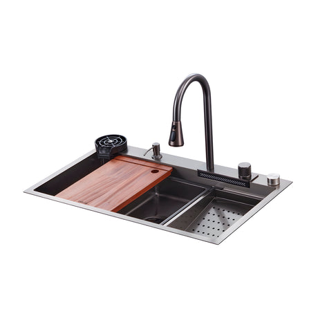 Drija Siena 84 Fregador Moderno de Acero Inoxidable | Sistema Anti Reboso | Enjuagador de Vasos | Bandeja de lavado | Dispensador de Jabón