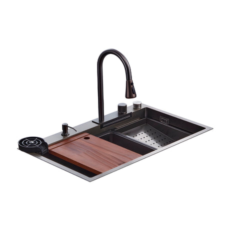 DRIJA Siena 84 Fregador Moderno de Acero Inoxidable | Sistema Anti Reboso | Enjuagador de Vasos | Dispensador de Jabón