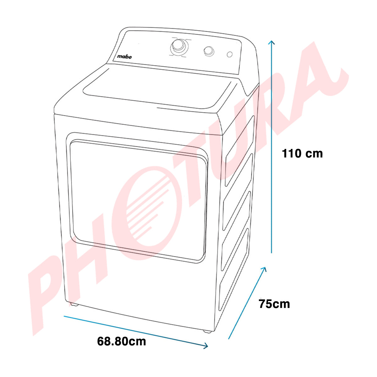 Mabe Secadora Eléctrica de Carga Frontal | Sistema Long Vent | Puerta Reversible | 22kg