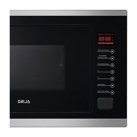 DRIJA Sorrento 25L Black Microondas Empotrable de 900W | 0.9p3 | Cocción Grill | Sistema de Bloqueo Infantil