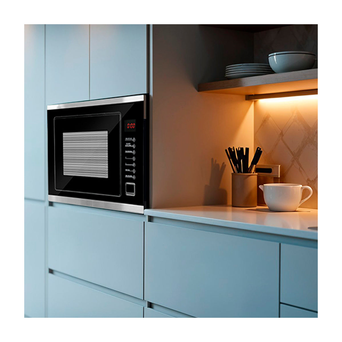 DRIJA Sorrento 25L Black Microondas Empotrable de 900W | 0.9p3 | Cocción Grill | Sistema de Bloqueo Infantil