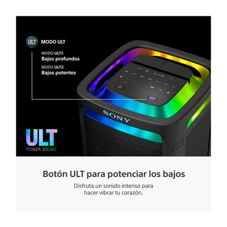 Sony ULT TOWER 9AC Equipo de Sonido | LDAC | X-Balanced | Sonido 360° | ULT Bass Boost | Luces LED | Bluetooth