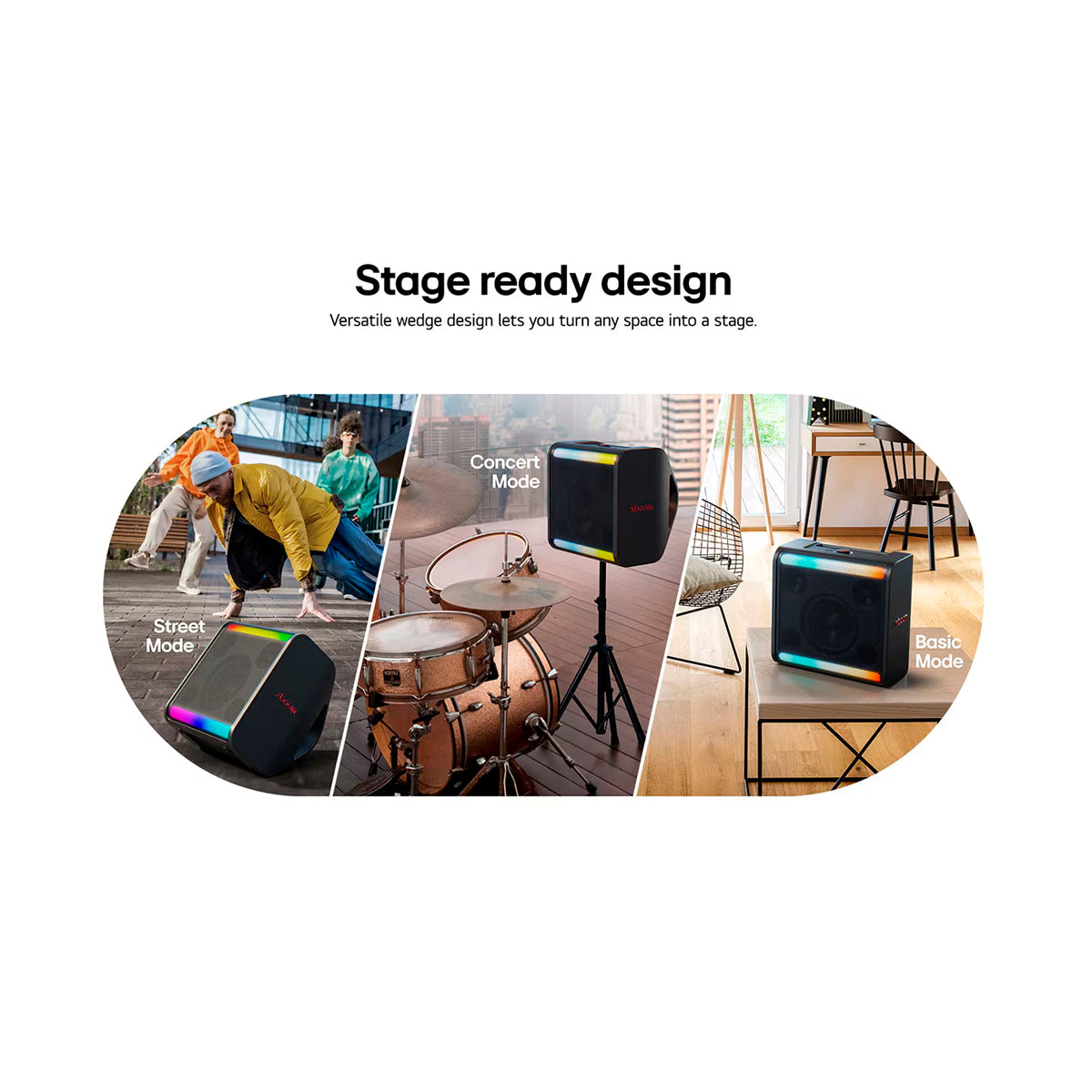 LG XBOOM Stage 301 Bocina Portátil Bluetooth | Auracast | Iluminación | Karaoke | 12H | IPX4 | Negro