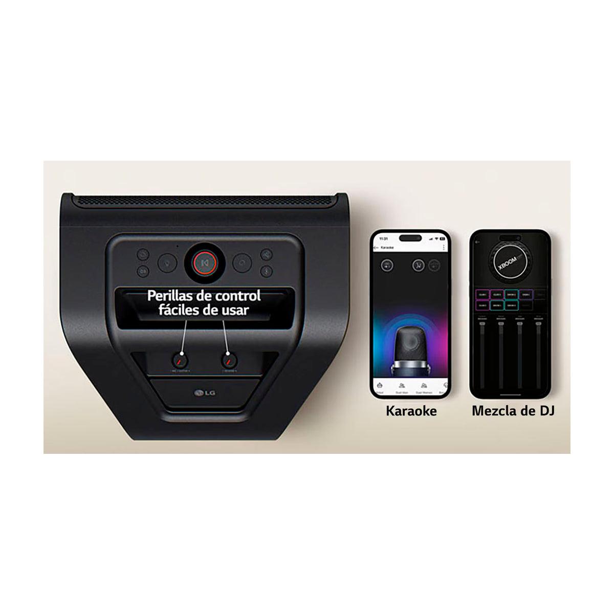 LG XBOOM Stage 301 Bocina Portátil Bluetooth | Auracast | Iluminación | Karaoke | 12H | IPX4 | Negro