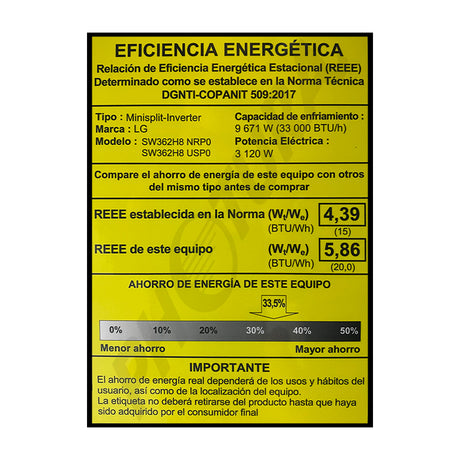 LG Aire Acondicionado Split DUAL Inverter 33,000 BTU | SEER 20 | DUALCOOL | Smart ThinQ WiFi | Hasta 70% de Ahorro | 220v
