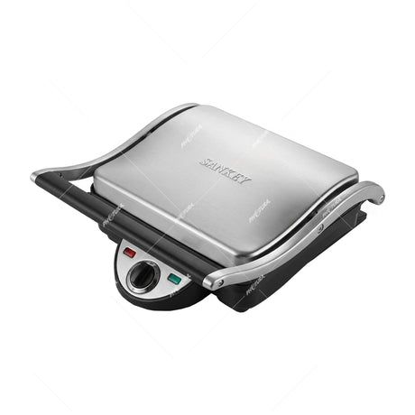 Sankey Sandwichera Panini Grill | Tapa Flotante Ajustable | 1500W | Negro Plateado