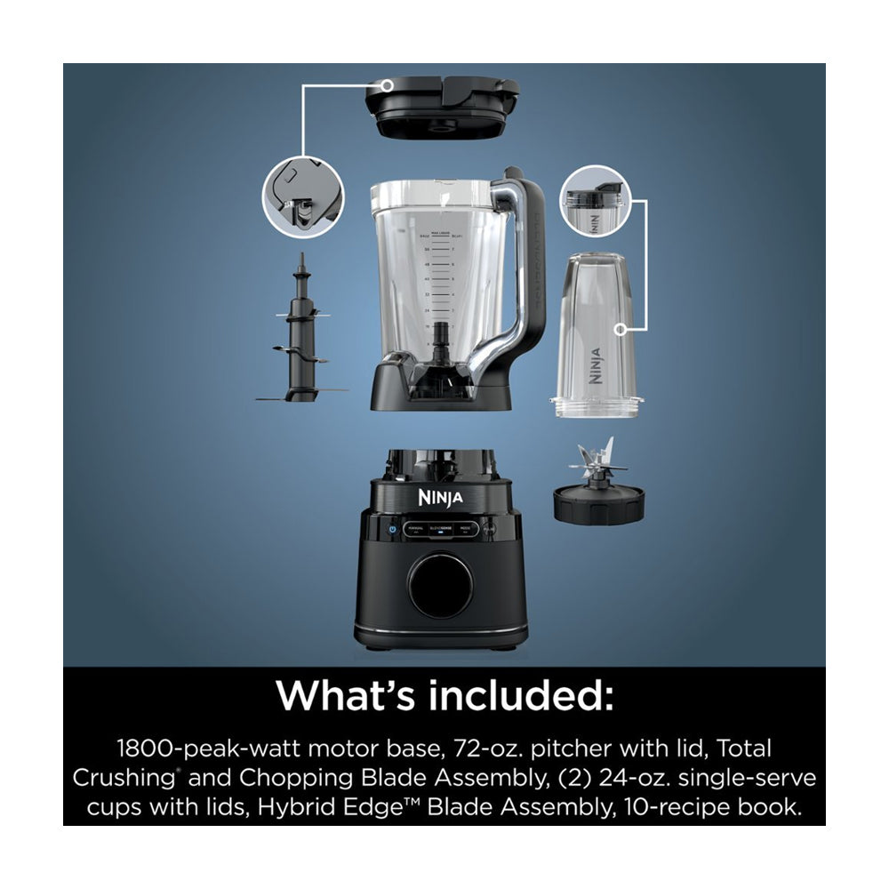 Ninja Detect Power Blender Pro Duo Licuadora de 3 Velocidades | BlendSense | Tecnología Total Crushing | Pulso | 0.71L & 2.1L | 1800W | Negro