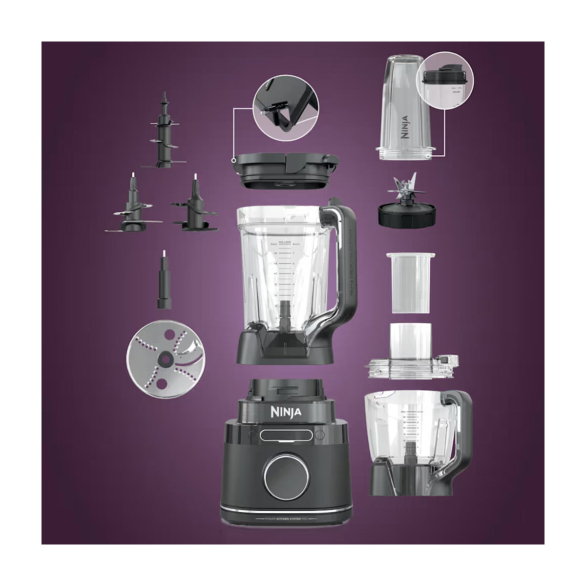 Ninja Detect Power Blender Licuadora de 10 Velocidades | BlendSense | Tecnología Total Crushing | Pulso | Procesador de Alimentos Pro | 0.7L & 2.1L | 1800W | Negro