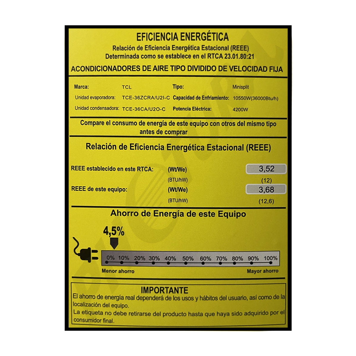 TCL Aire Acondicionado Piso/Techo Comercial 36,000 BTU | SEER 12.6 | Alto Desempeño | Eficiente | 220v