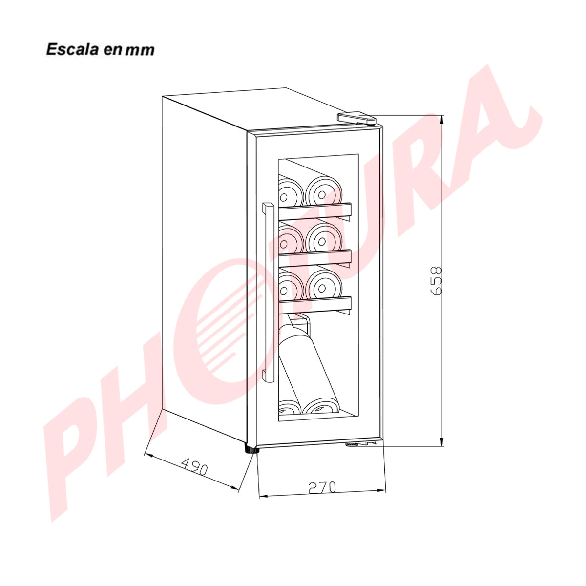 Drija Tempranillo 8 Vinera de Compresor de 8 Botellas | Rejillas de Madera Deslizables