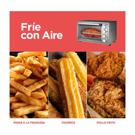 Black & Decker Horno Eléctrico con Freidora de Aire | Tostador | Rostizar | Convección | Acero Inoxidable | Plateado