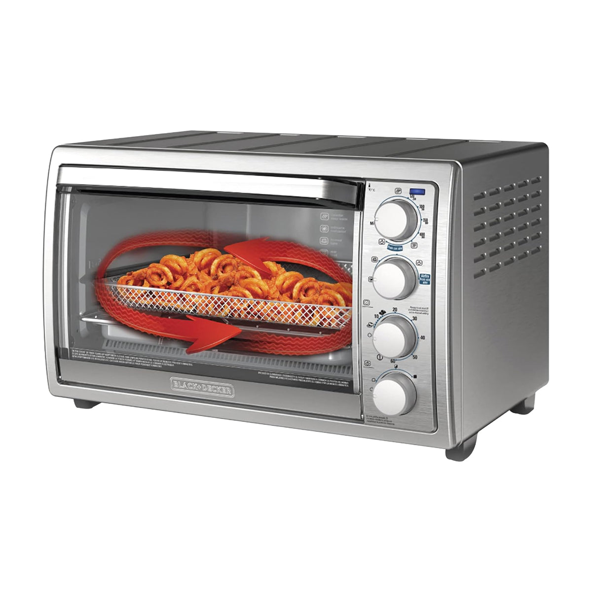 Black & Decker Horno Eléctrico con Freidora de Aire | Tostador | Rostizar | Convección | Acero Inoxidable | Plateado