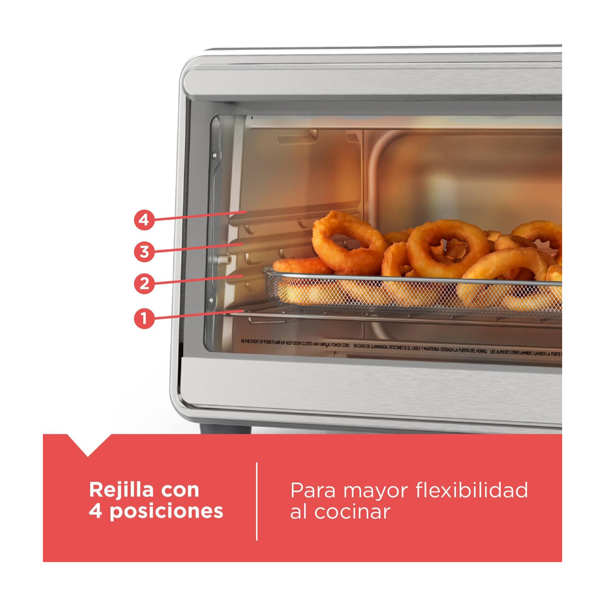 Black & Decker Horno Eléctrico con Freidora de Aire | Tostador | Bandeja Deslizable | Acero Inoxidable | Plateado