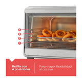 Black & Decker Horno Eléctrico con Freidora de Aire | Tostador | Bandeja Deslizable | Acero Inoxidable | Plateado