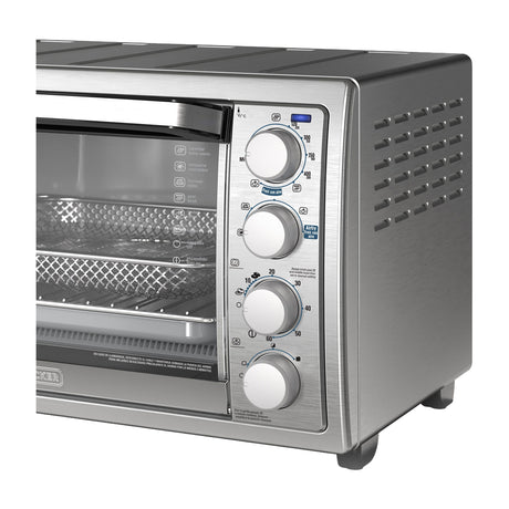Black & Decker Horno Eléctrico con Freidora de Aire | Tostador | Rostizar | Convección | Acero Inoxidable | Plateado