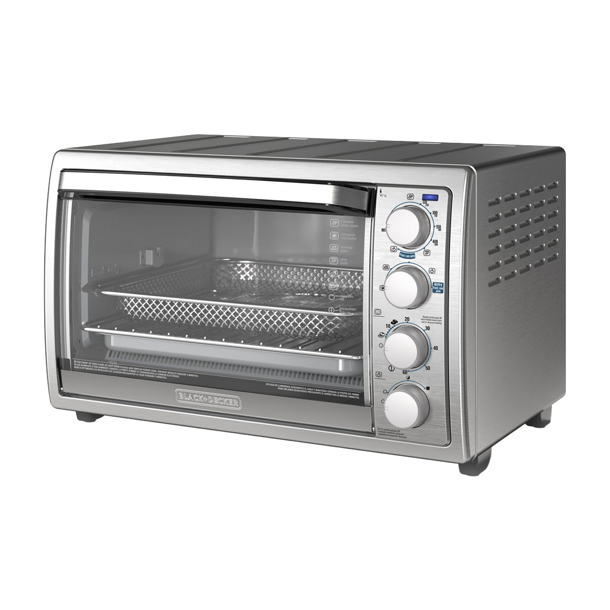Black & Decker Horno Eléctrico con Freidora de Aire | Tostador | Rostizar | Convección | Acero Inoxidable | Plateado