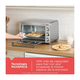 Black & Decker Horno Eléctrico con Freidora de Aire | Tostador | Bandeja Deslizable | Acero Inoxidable | Plateado