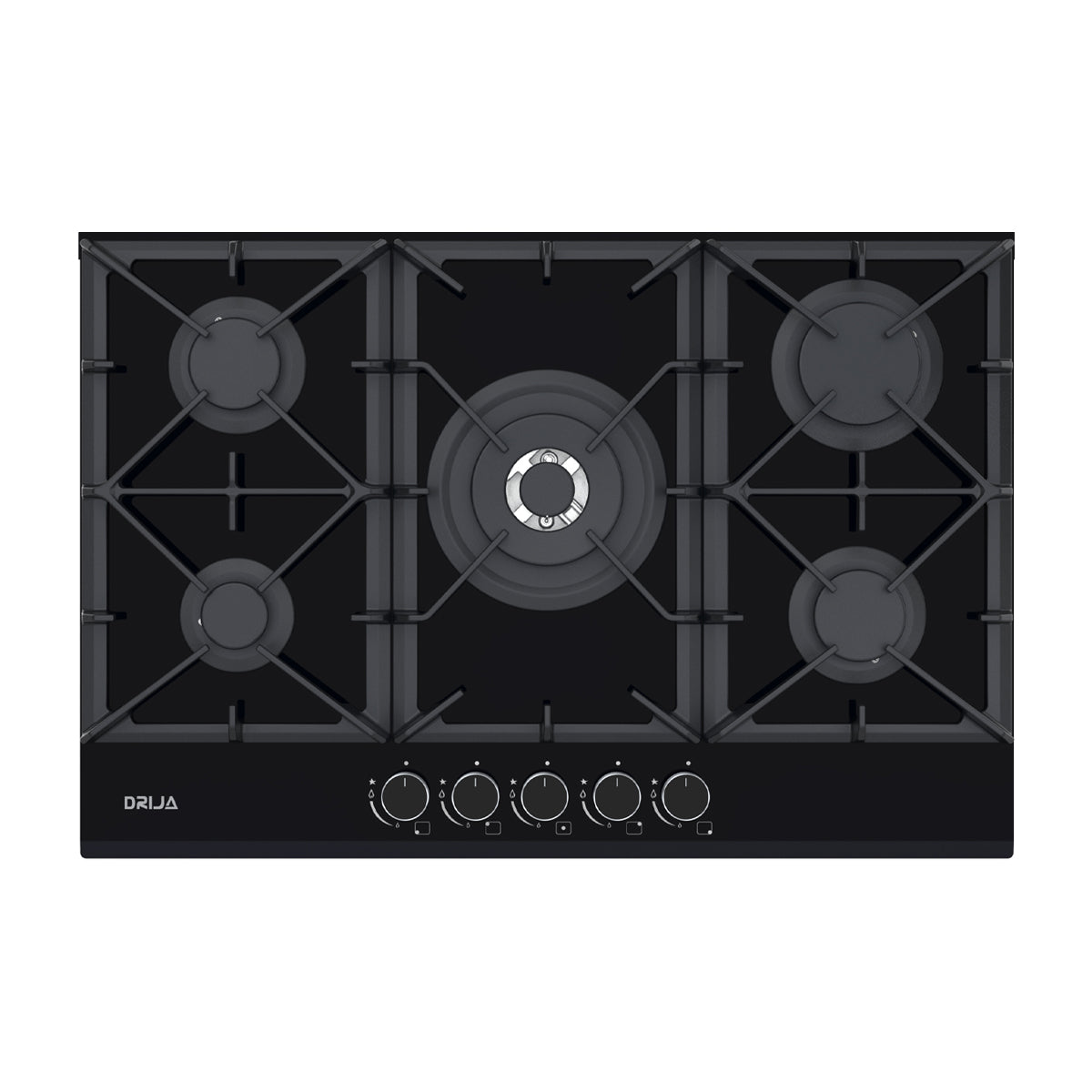 Drija Toscana 76 Pro Estufa Empotrable a Gas de Vidrio Templado | 5 Quemadores | 5 Válvulas de Seguridad