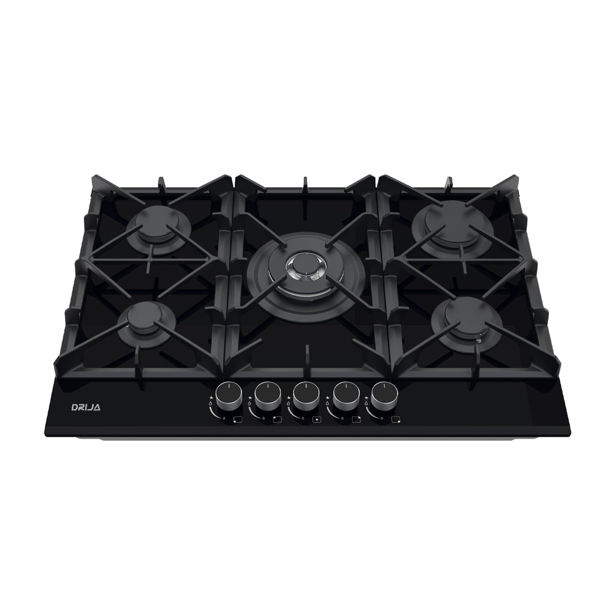 Drija Toscana 76 Pro Estufa Empotrable a Gas de Vidrio Templado | 5 Quemadores | 5 Válvulas de Seguridad